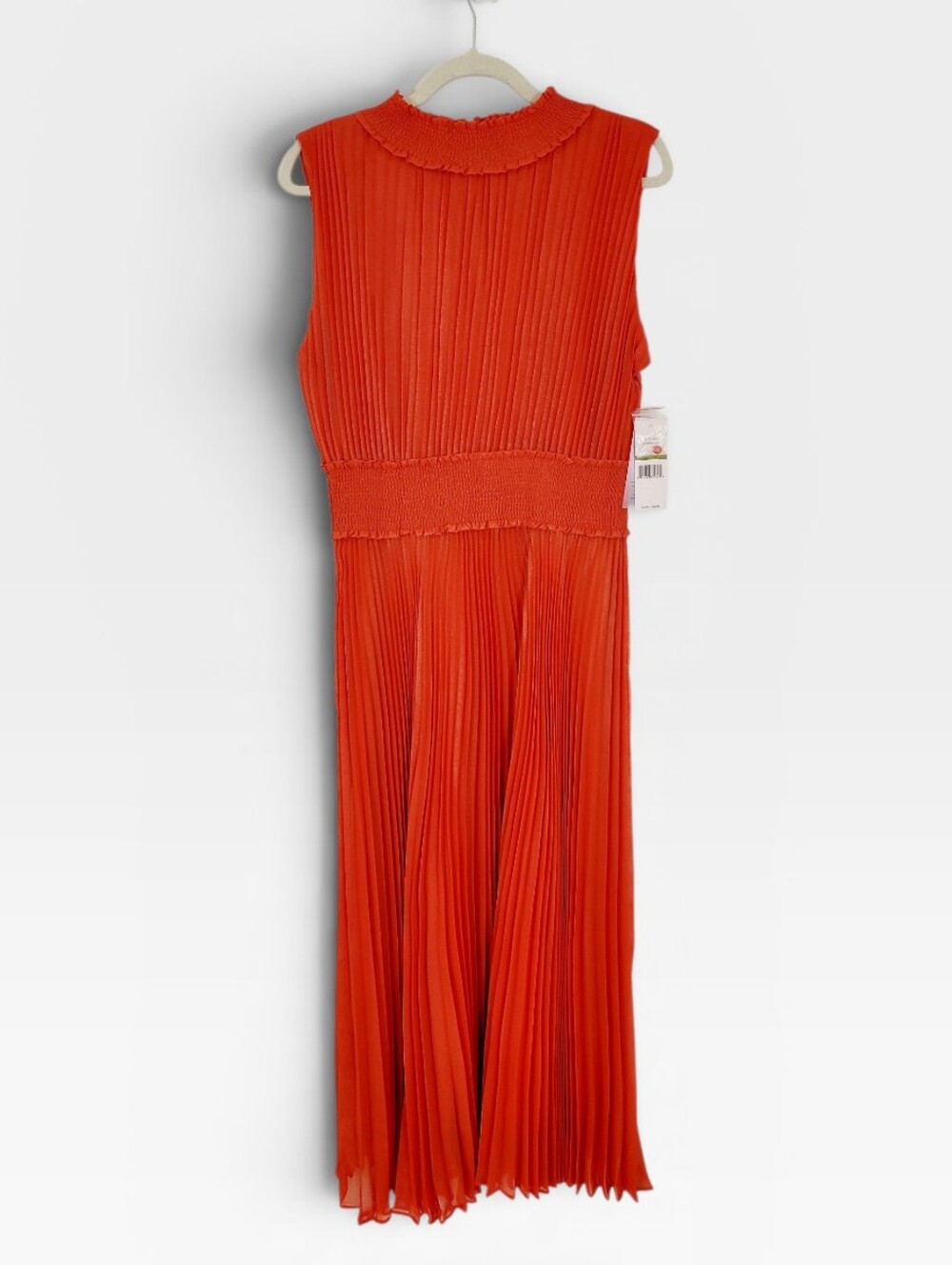 NWT Nanette Lepore Saffron Sun High Neck Smocked Pleated Midi Dress Size 14 - Picture 3 of 13